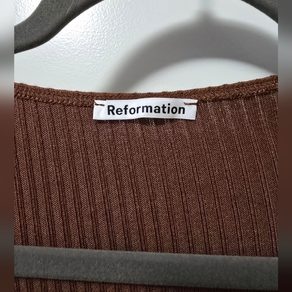 Reformation Brown Wrap Blouse - Picture 4 of 5